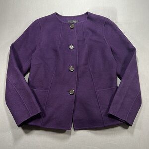 NWOT Talbots Petite Wool-Blend Collarless Blazer Jacket - Womens 6P